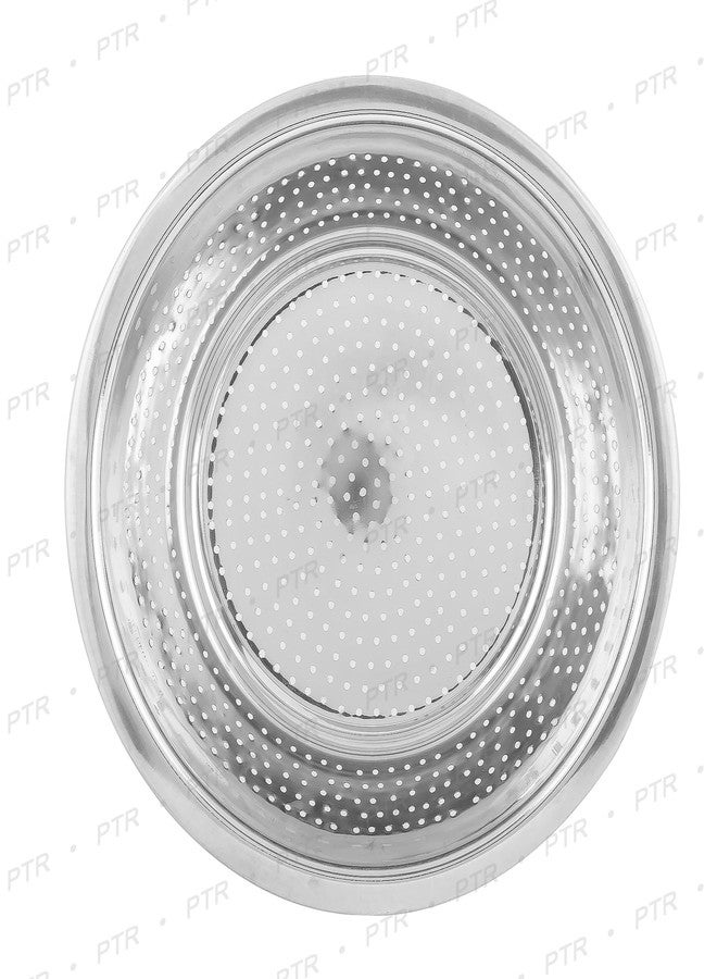 بي تي آر مصفاة تشالني فولاذية (14 بوصة) لغسل وتصفية الأرز والمعكرونة والنودلز والبوها والخضراوات وسلة الفاكهة - Image 2